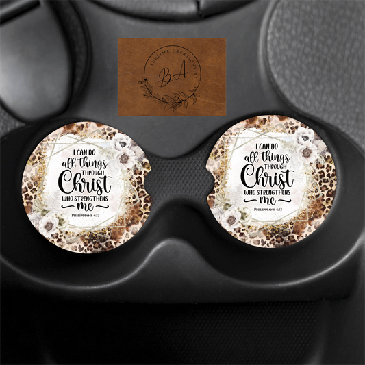 Christ Print Car Coaster Set
