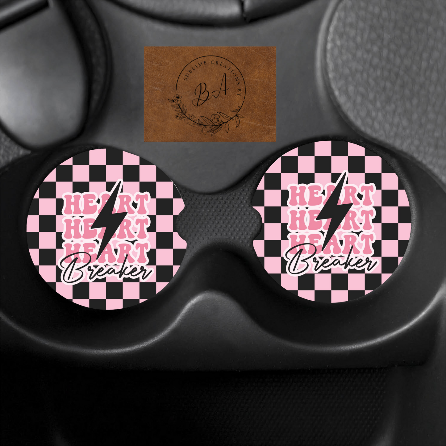 Heart Breaker Print Car Coaster Set