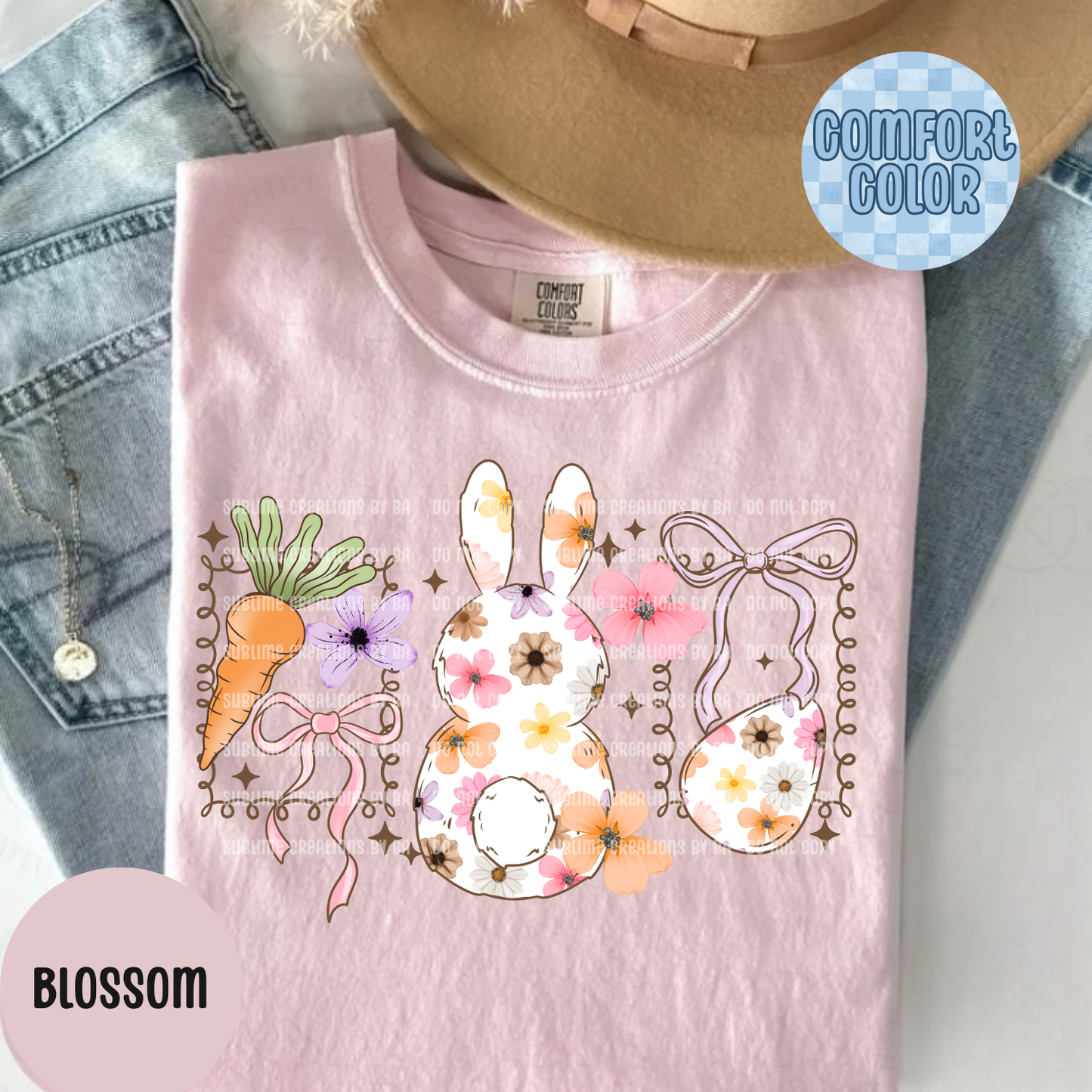 Bunny Floral Frames Adult Shirt