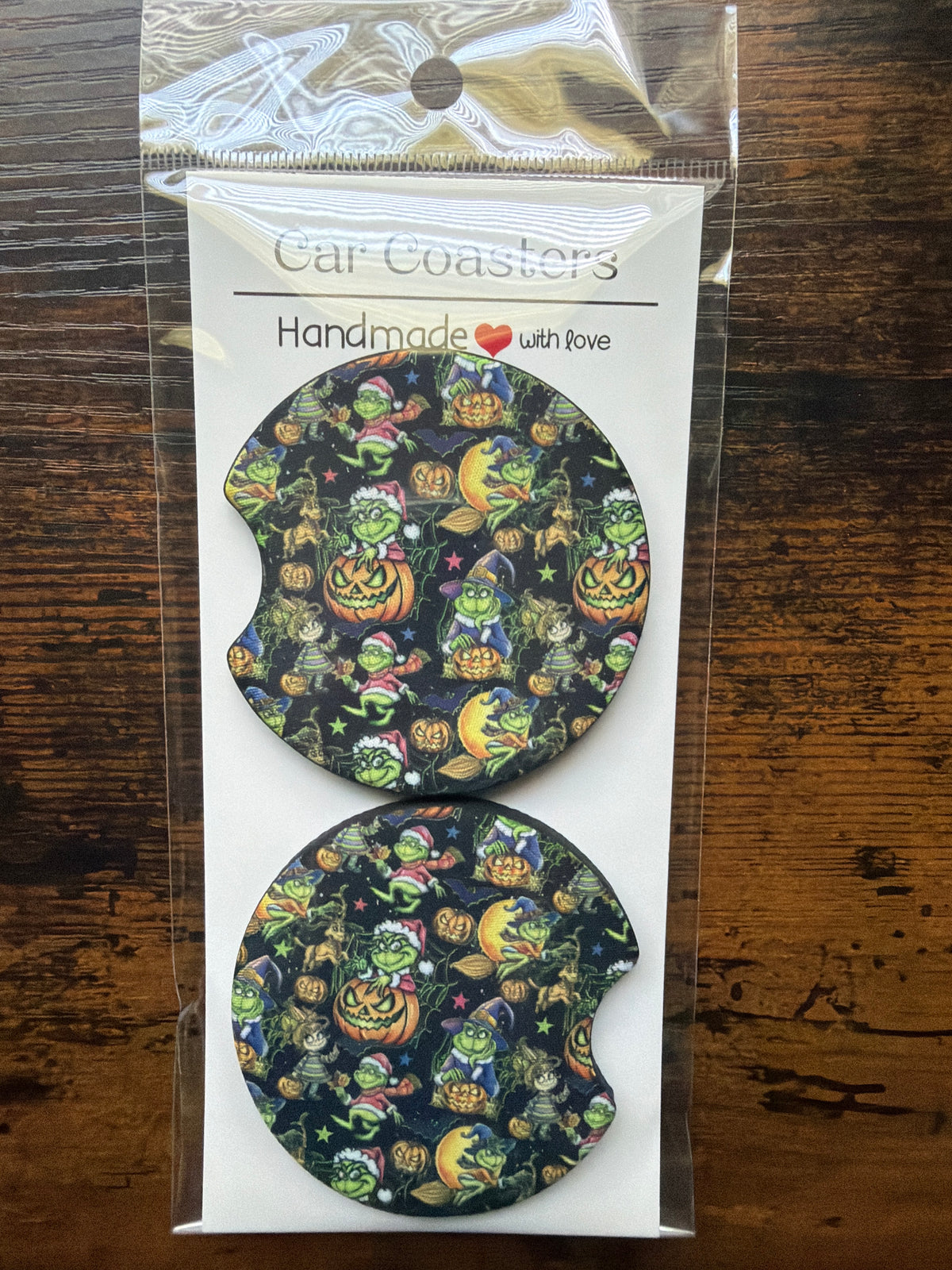 Spooky Green Guy Car Coaster Set