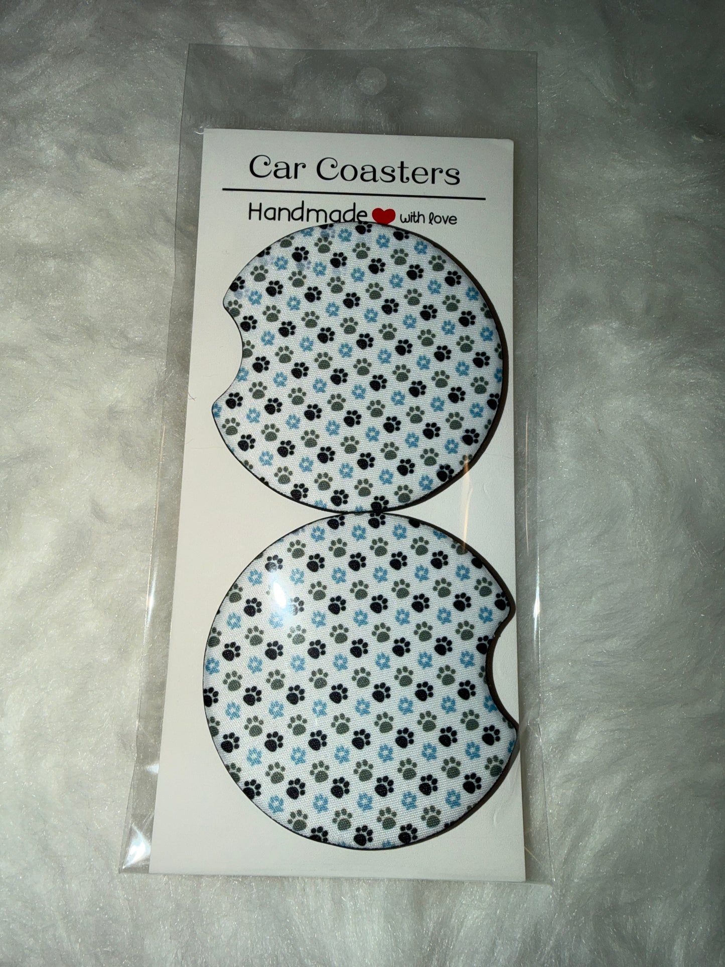 Paw Print Car Coaster Set