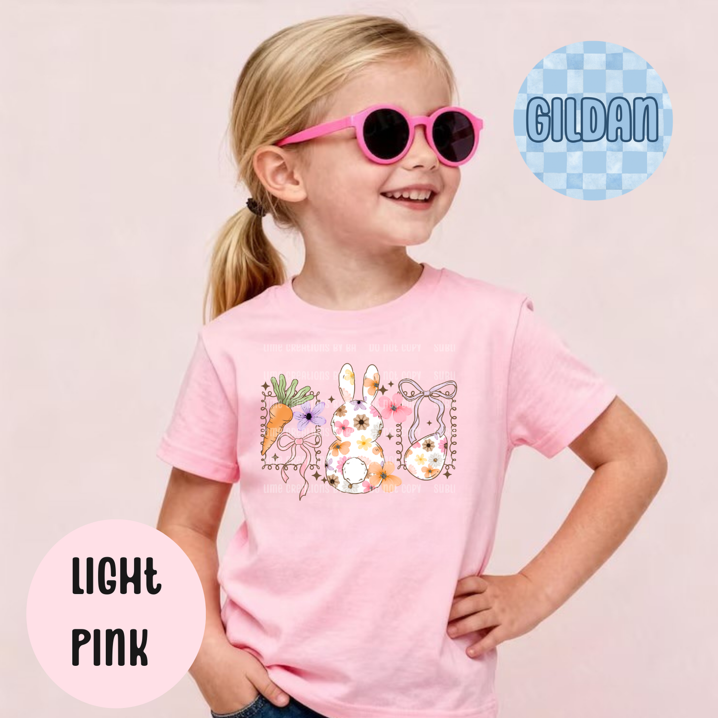 Bunny Floral Frames Kids Youth Tee
