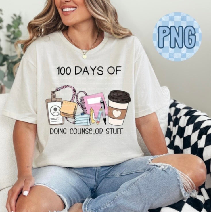 100 Days of School Counselor PNG Digital File ONLY