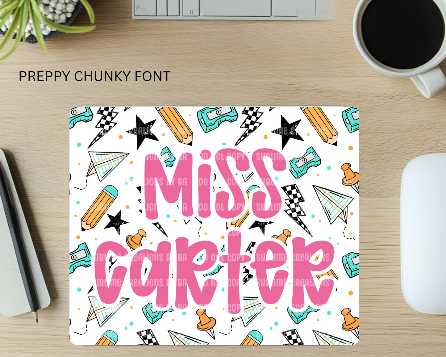 School Girl Personalized Teacher Mouse Pad