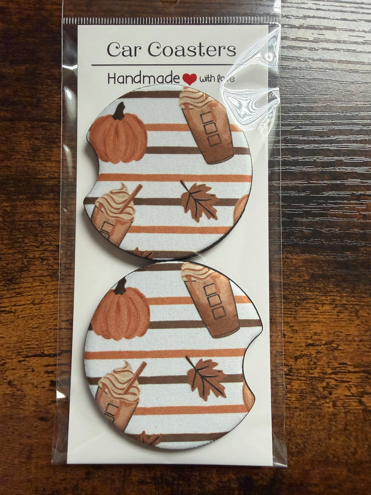Pumpkin Spice Seamless Car Coaster Set