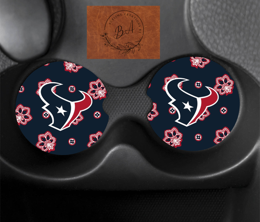 Texans Print Car Coaster Set