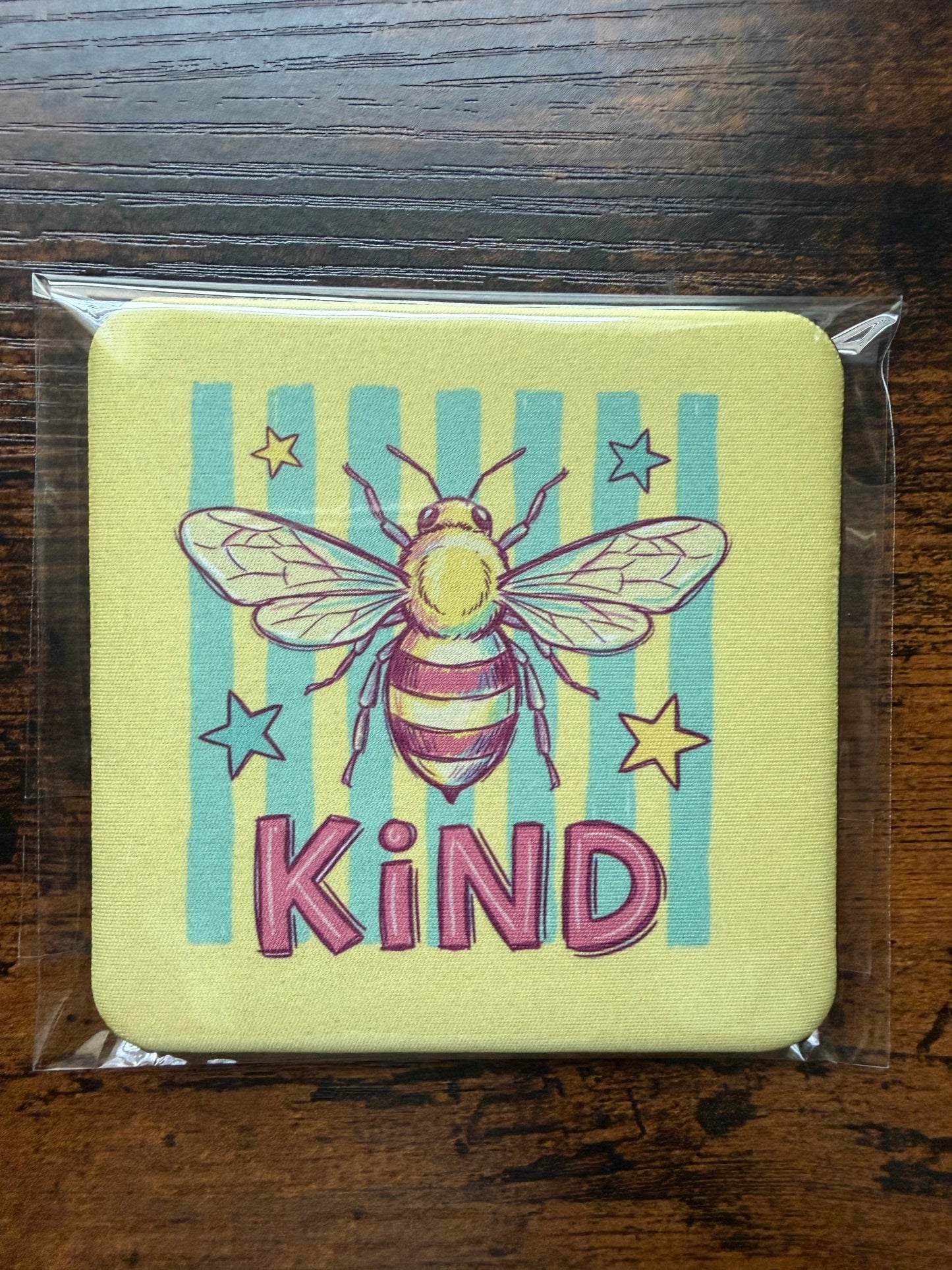 Bee Kind Preppy Striped Desk Coaster