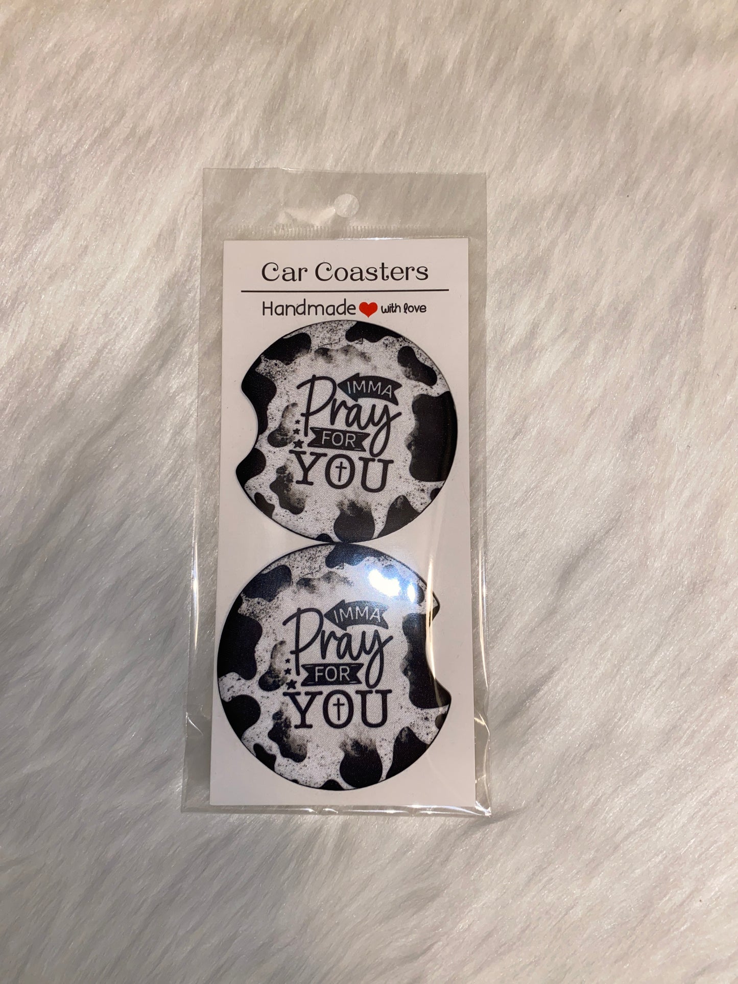 "Imma pray for you" Print Car Coaster Set