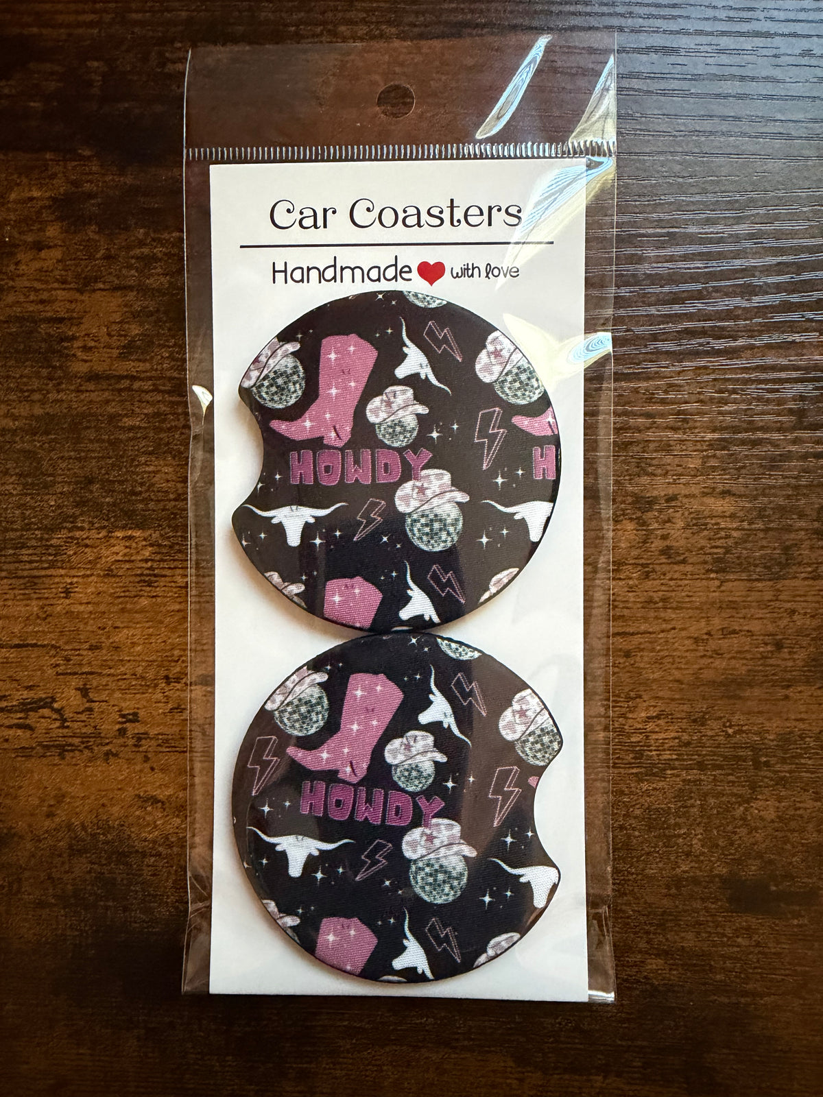 Howdy Disco Seamless Print Car Coaster Set