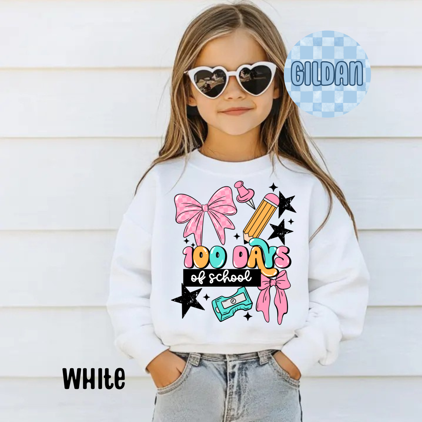 100 Days Girl of School Sweatshirt, Kids 100th Day Tee Youth Sweatshirt