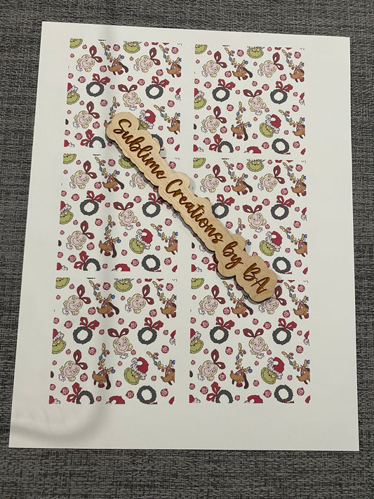 Green Guy Characters Sublimation Transfer Sheet