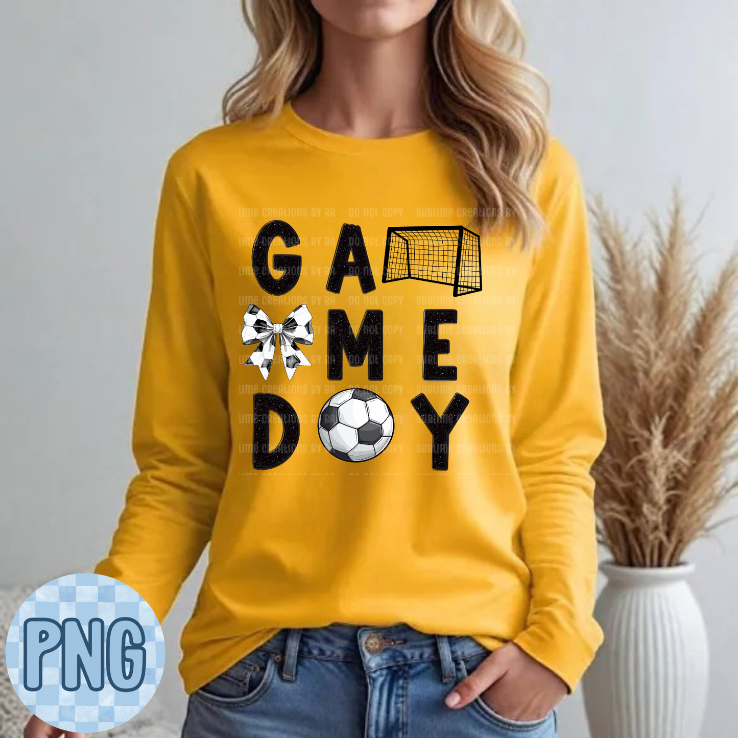 Game Day Glittered Soccer PNG Digital File ONLY
