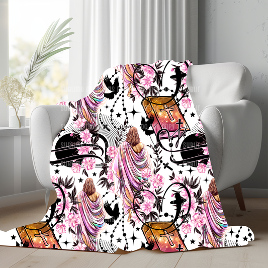 Risen Faith Sherpa, Velveteen Plush Blanket