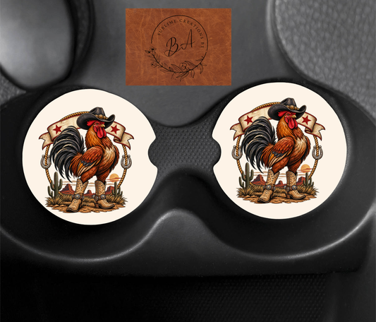 Cowboy Rooster Western Car Coaster Car Coaster Sets