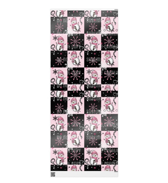 Festive Wrapping Paper- Pink Snowman