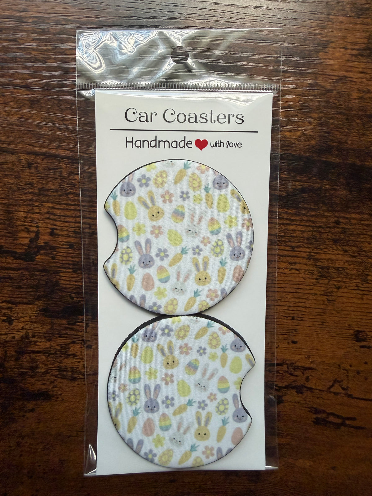 Pastel Easter Seamless Print Car Coaster Set