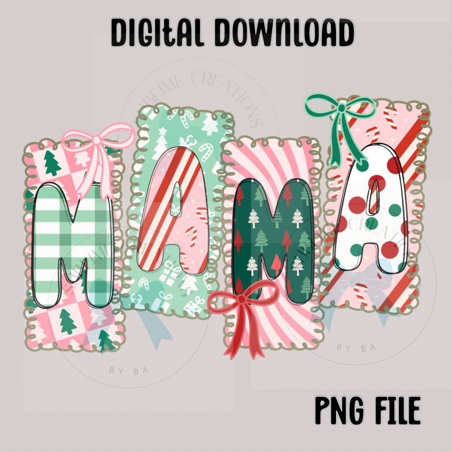 Custom Mini Mama Christmas PNG Digital File ONLY