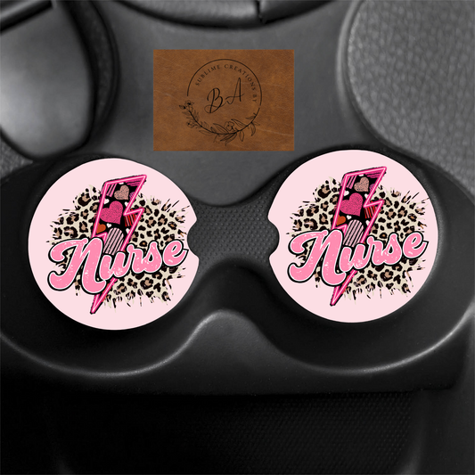 Nurse Leopard Print Car Coster Set