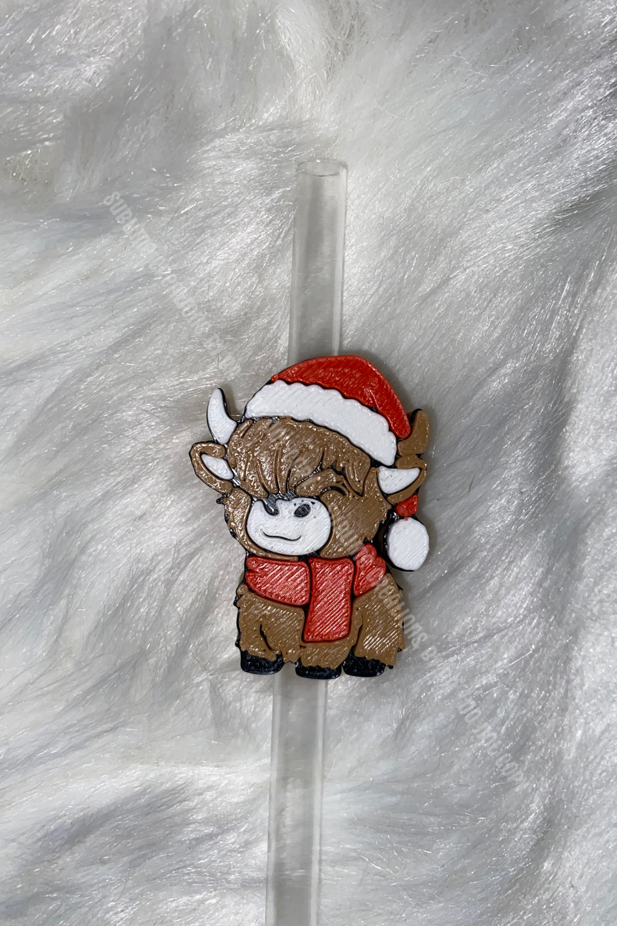 Christmas Cow 3D Straw Topper