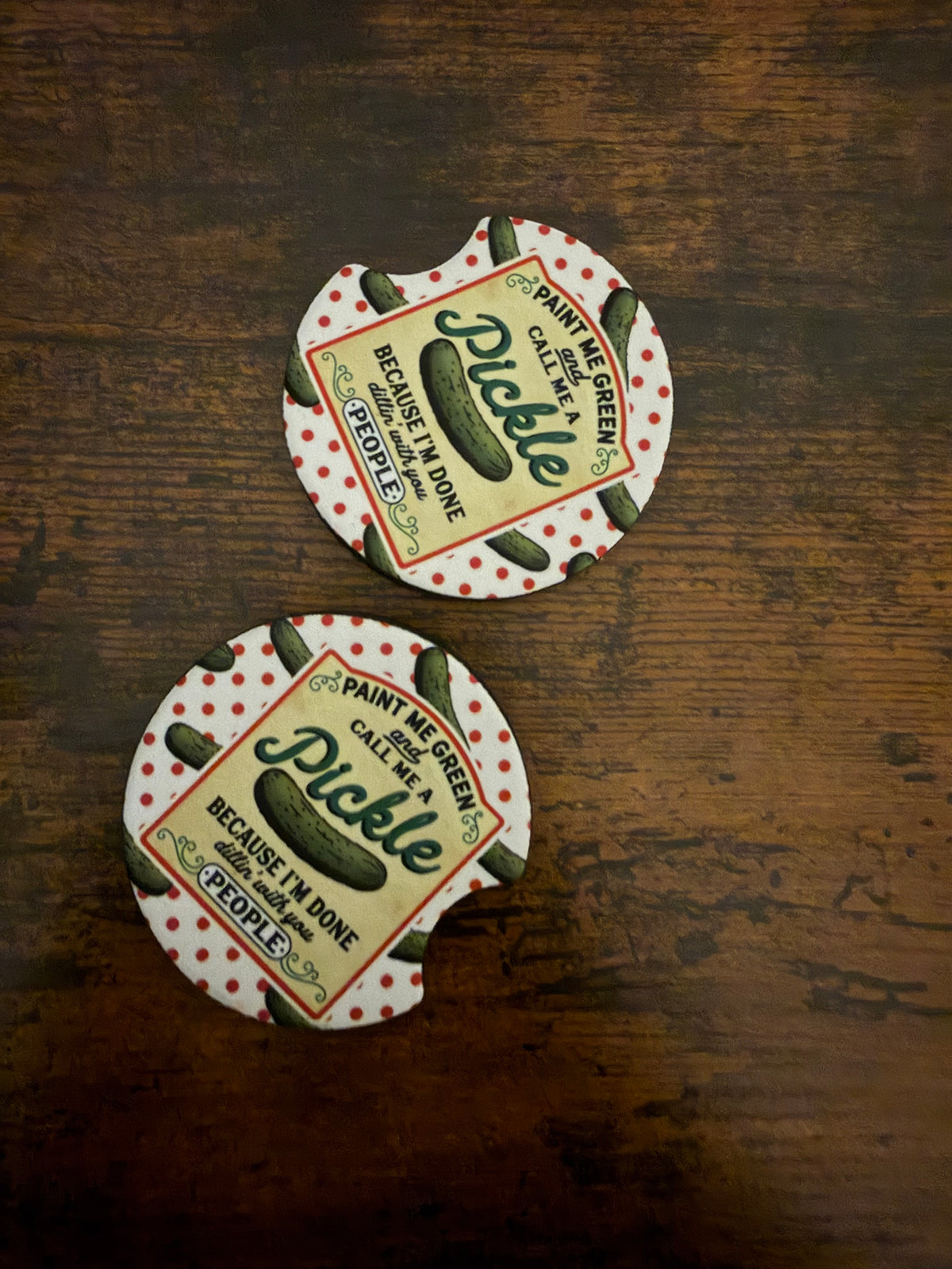 Call Me a Pickle Seamless Car Coaster Set