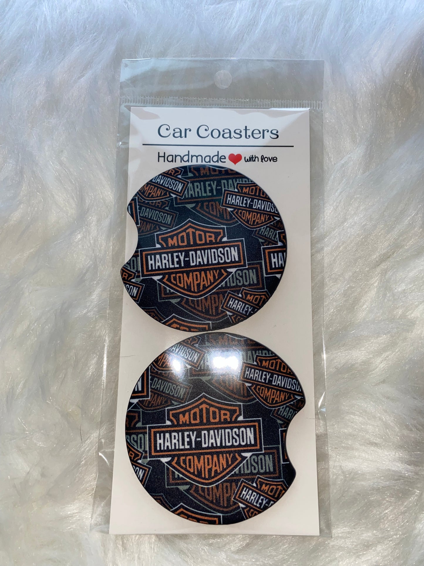 Biker Print Car Coaster Set