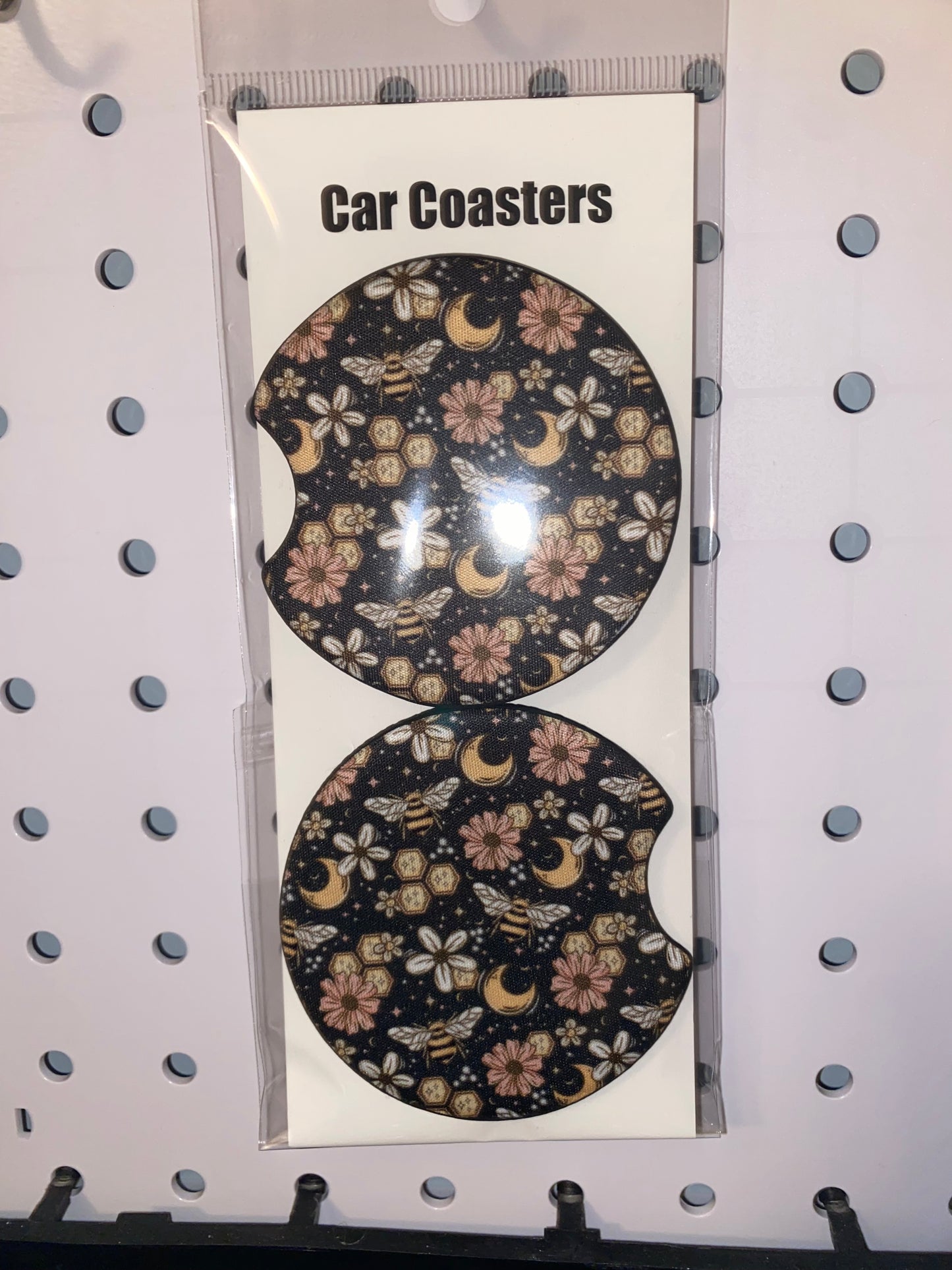 Bees Moon Print Car Coaster Set