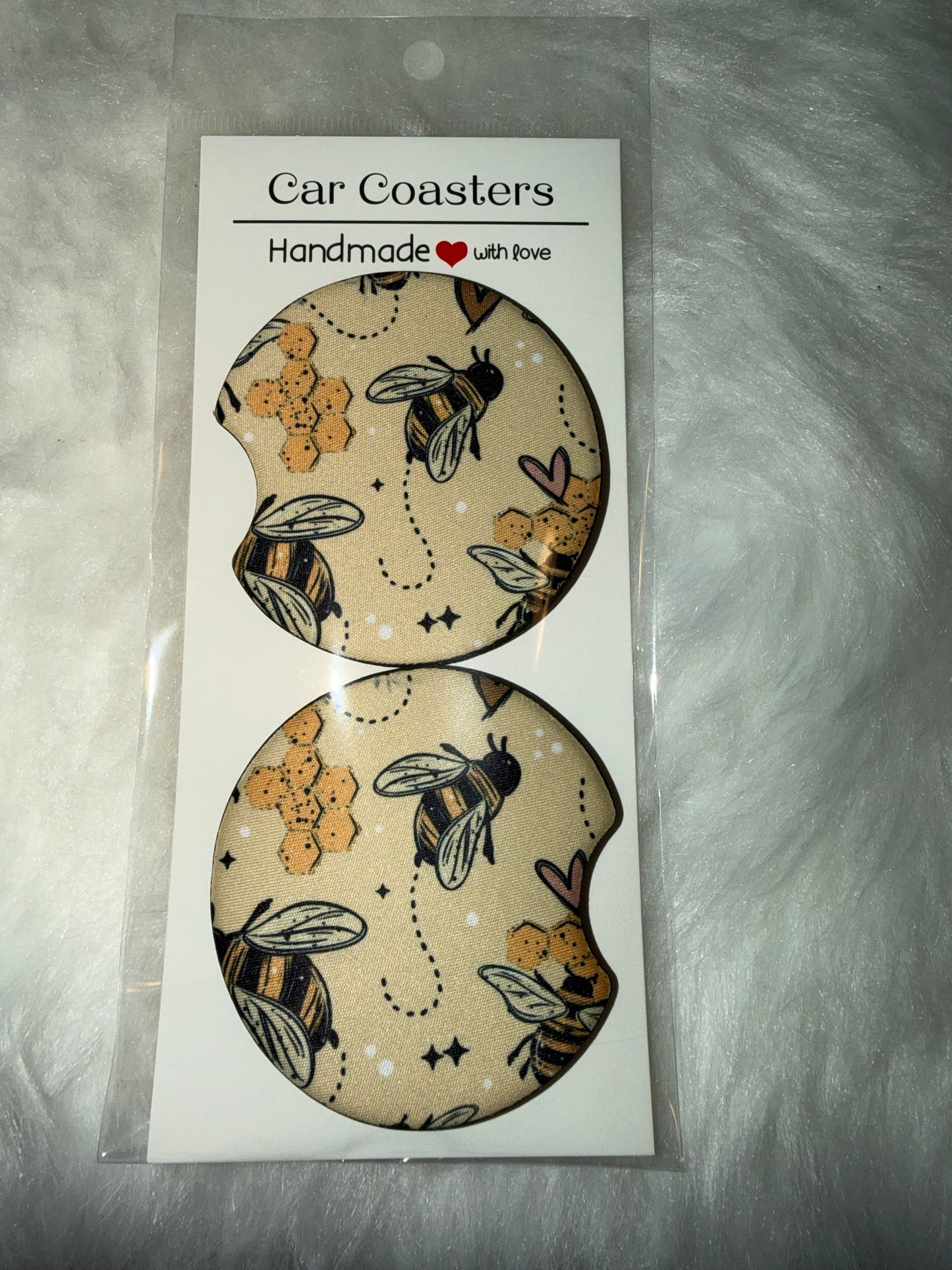Bees and Honey Seamless Car Coaster Set