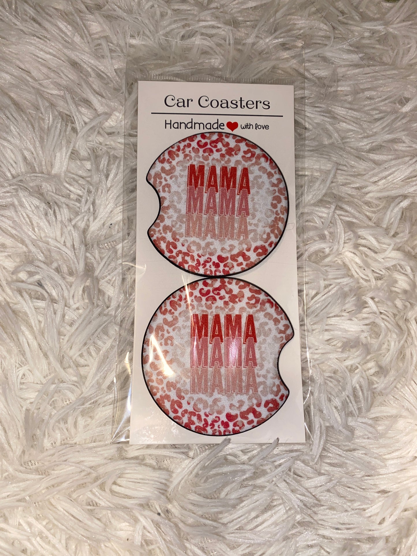 Pink Mama Leopard Car Coaster Set