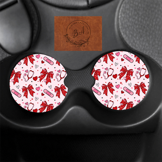 Healing Sweethearts Print Car Coaster Set