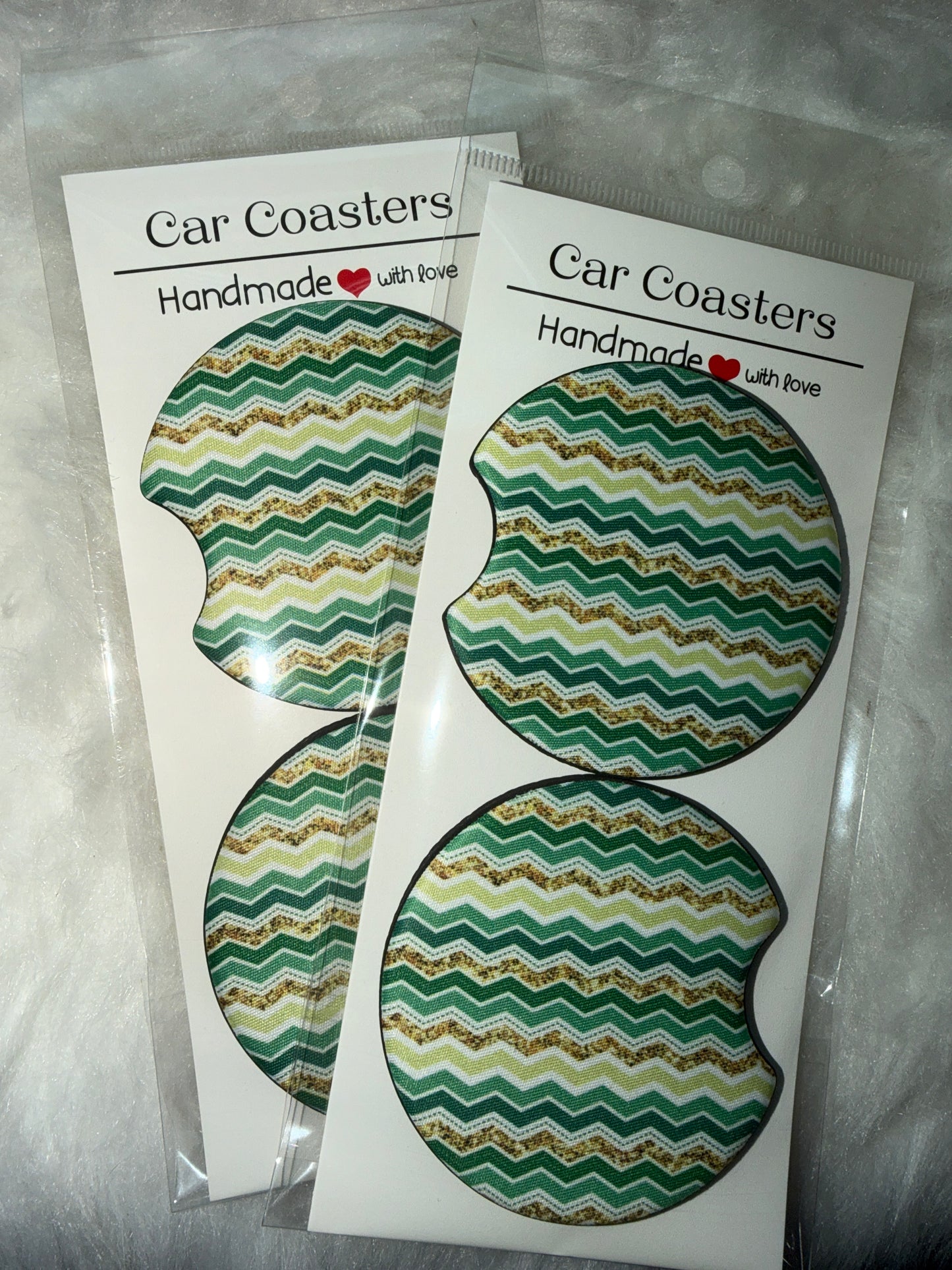 St Patty Squiggle Print Car Coaster Set
