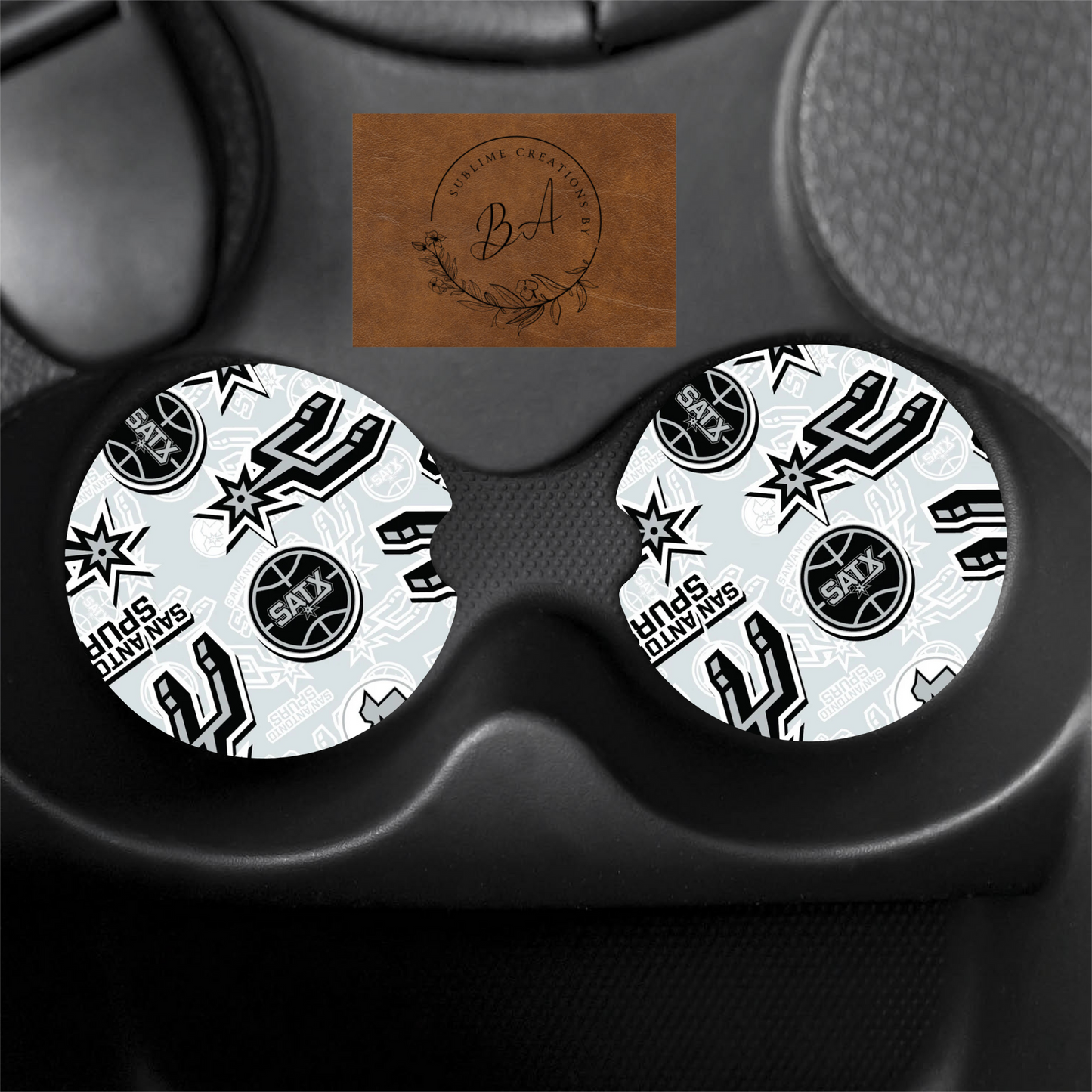 Spurs Print Car Coaster Set