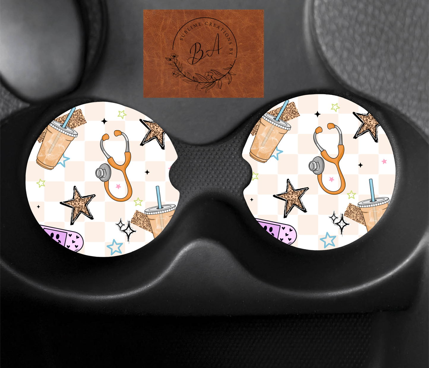 Nurse Stethoscope Car Coaster Set