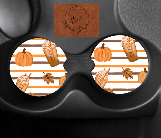 Pumpkin Spice Seamless Car Coaster Set