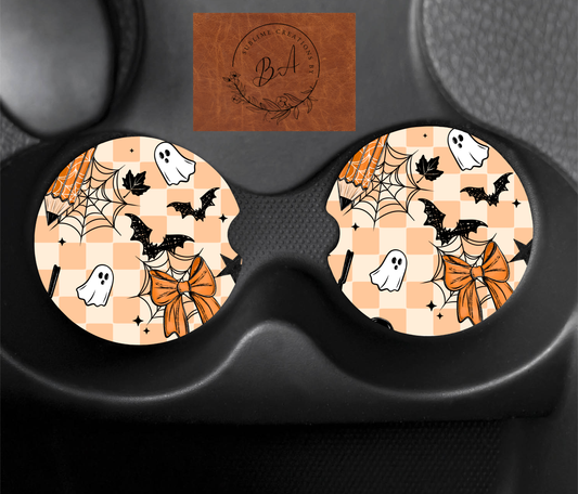Spooky Pencil Seamless Car Coaster Set