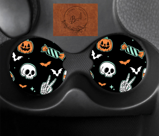 Spooky Things Seamless Car Coaster Set