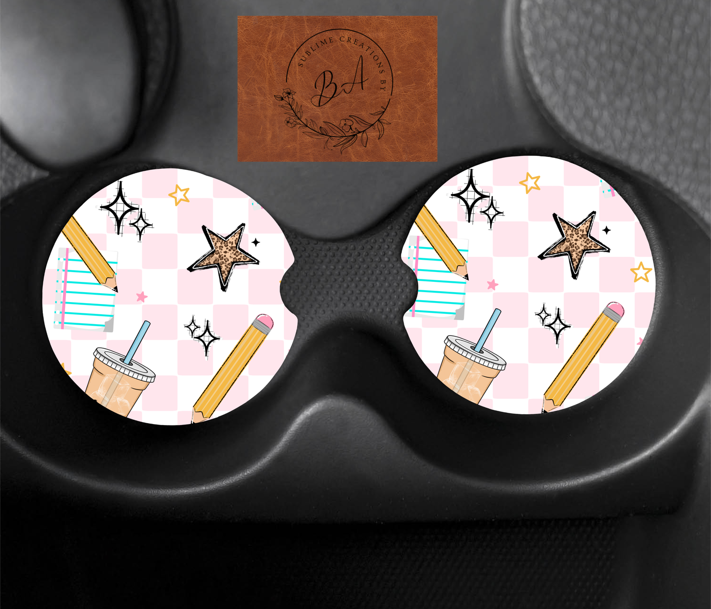 Teacher Coffee Seamless Car Coaster Set