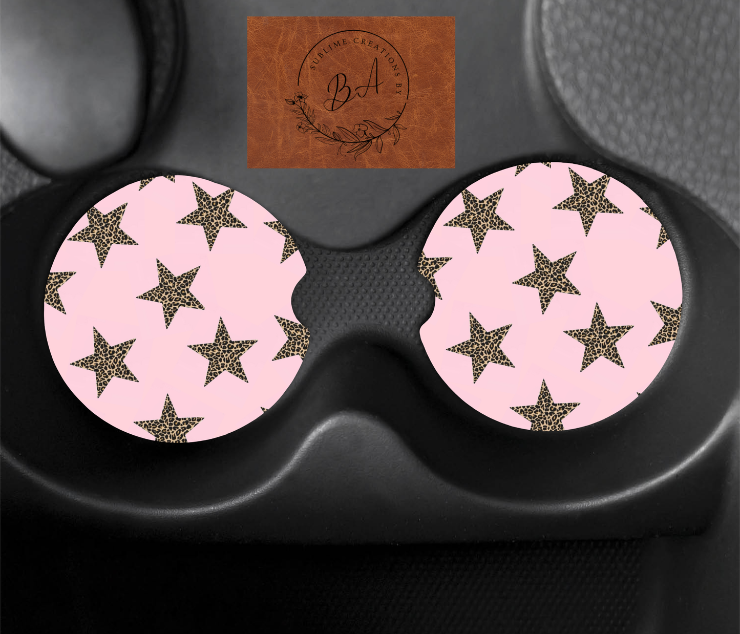 Leopard Stars Seamless Car Coaster Sets