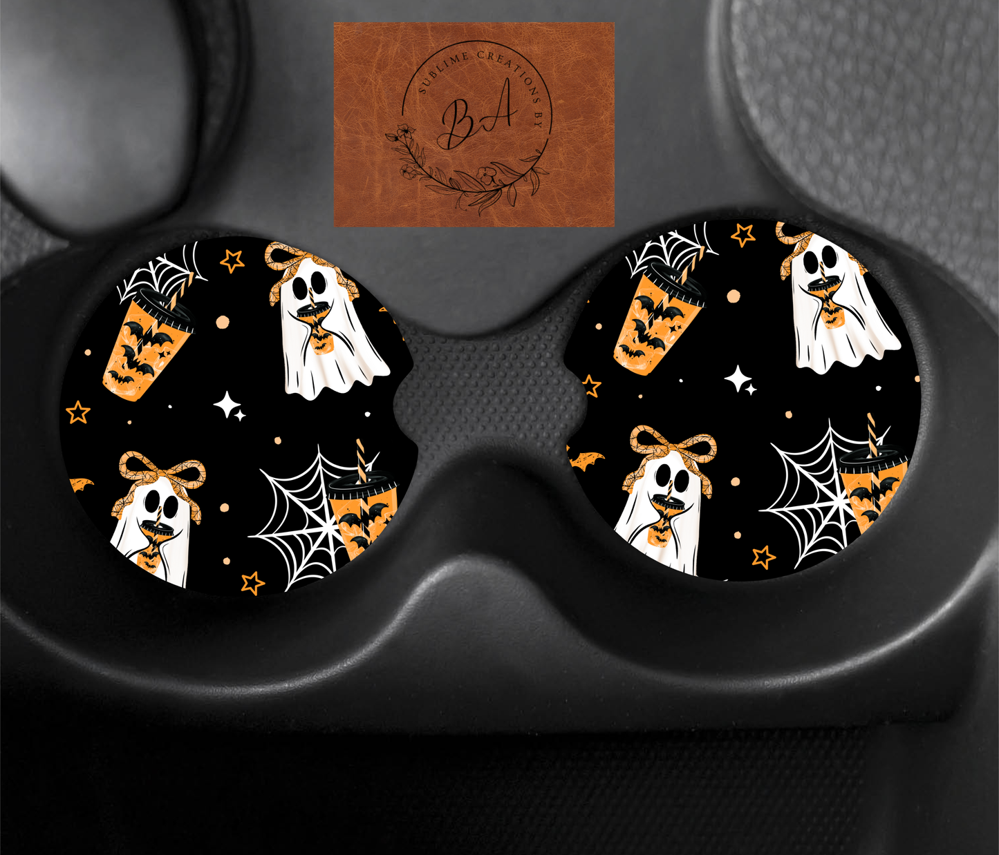 Bat Coffee Ghostie Car Coaster Set