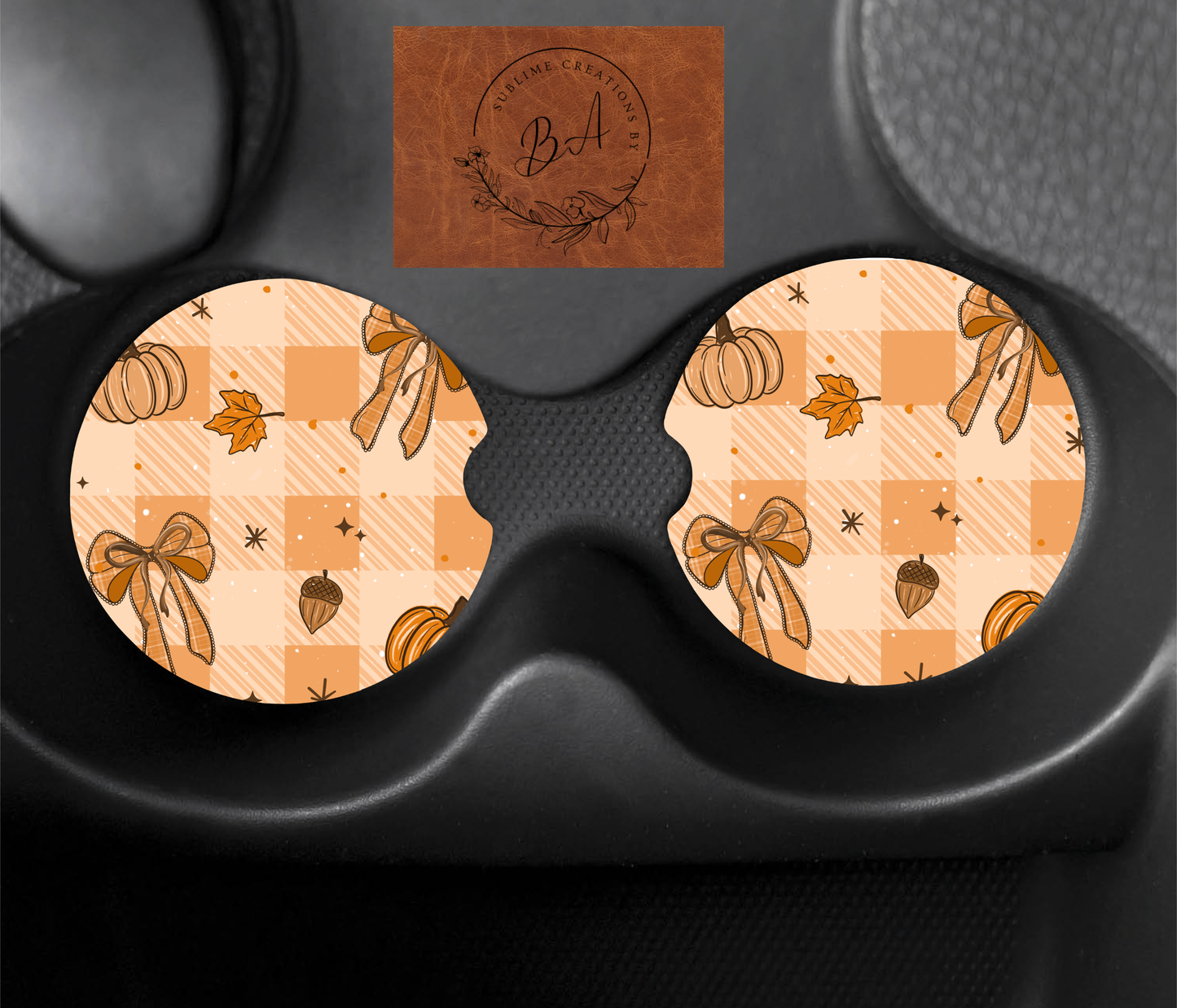 Autumn Bows Seamless Car Coaster Sets