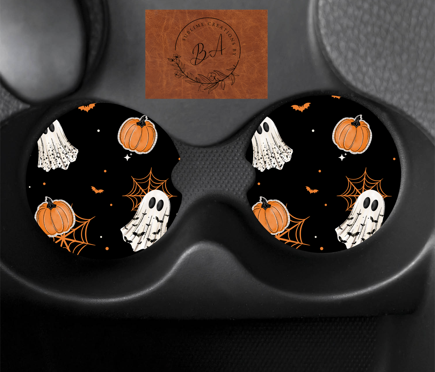 Bat Ghostie Seamless Car Coaster Sets