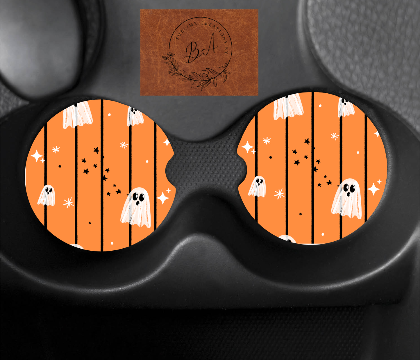 Boo Stripe Seamless Car Coaster Sets