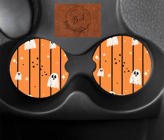 Boo Stripe Seamless Car Coaster Sets