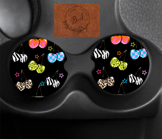 Cherries Seamless Car Coaster Sets