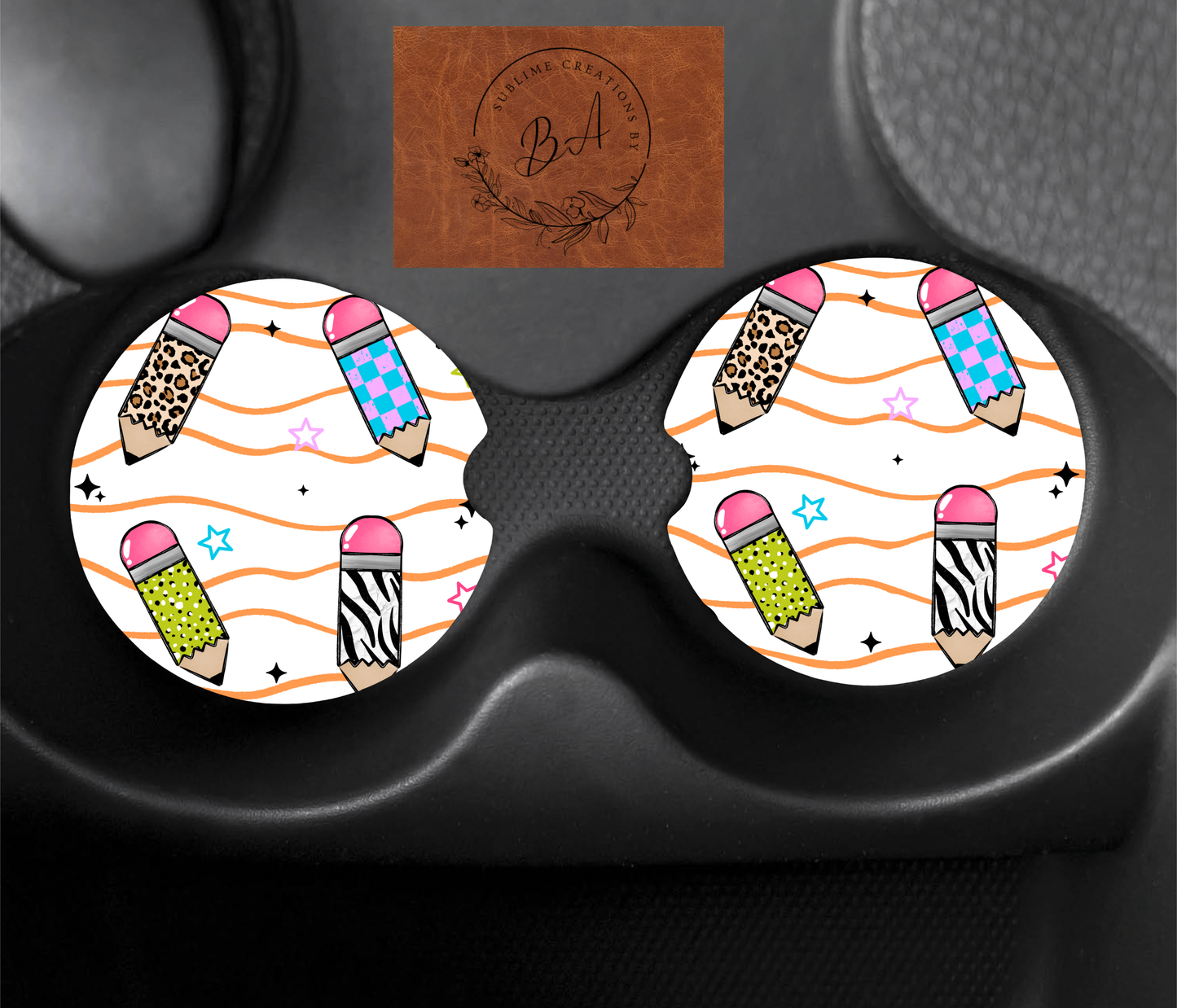 Colorful Pencils Seamless Car Coaster Sets