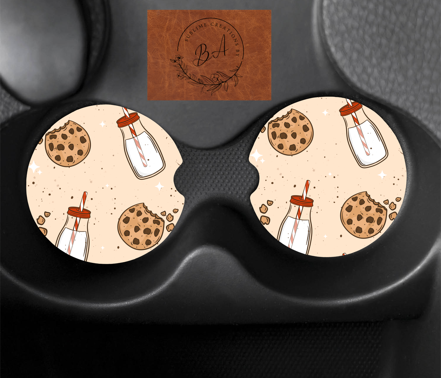 Cookie and Milk Seamless Car Coaster Sets