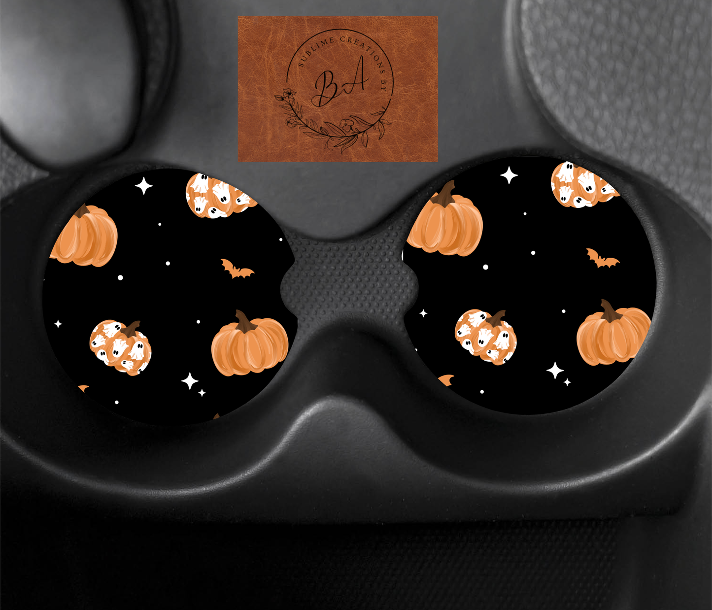 Ghost Pumpkin Seamless Car Coaster Sets