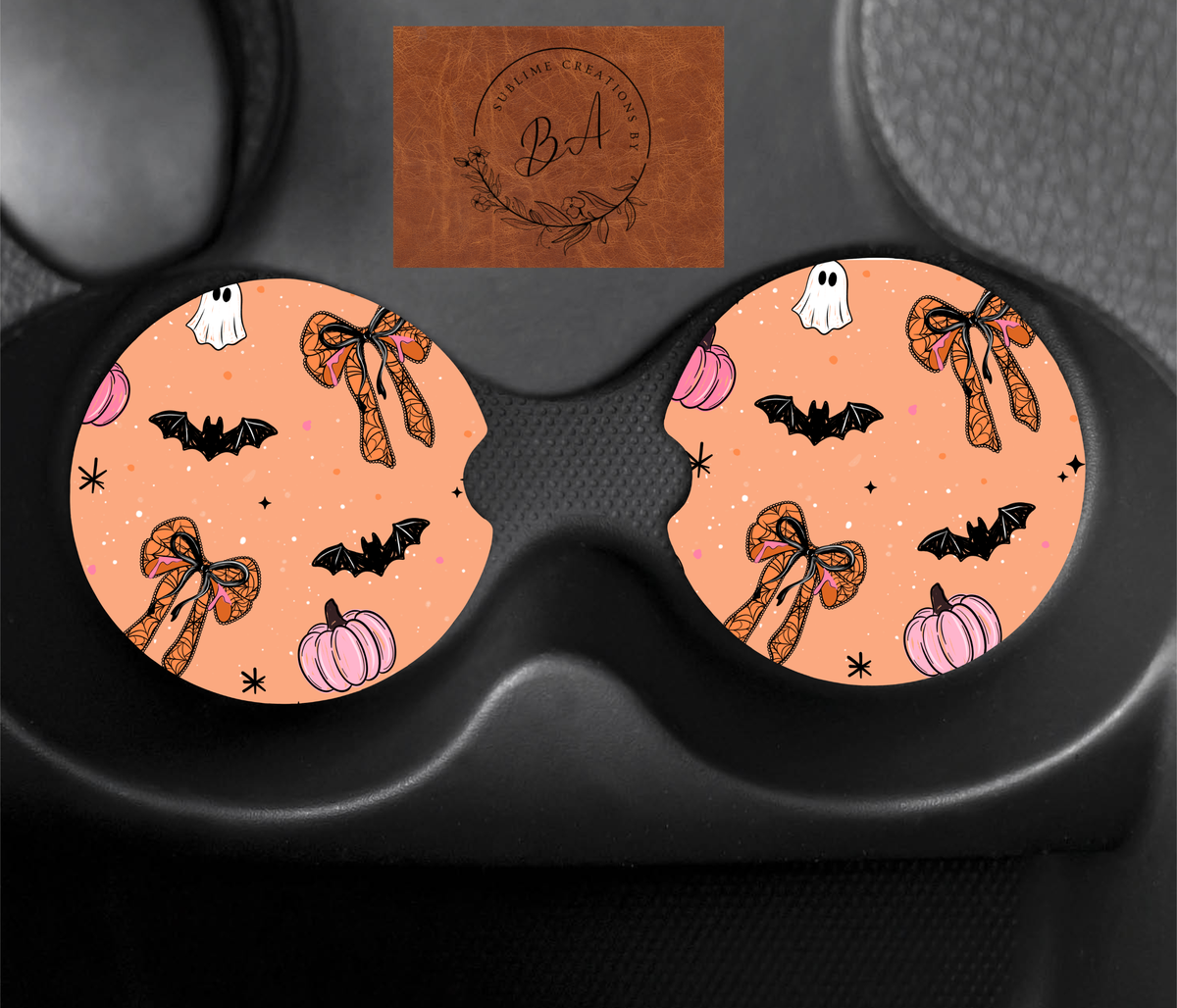 Halloween Bows Seamless Car Coaster Sets