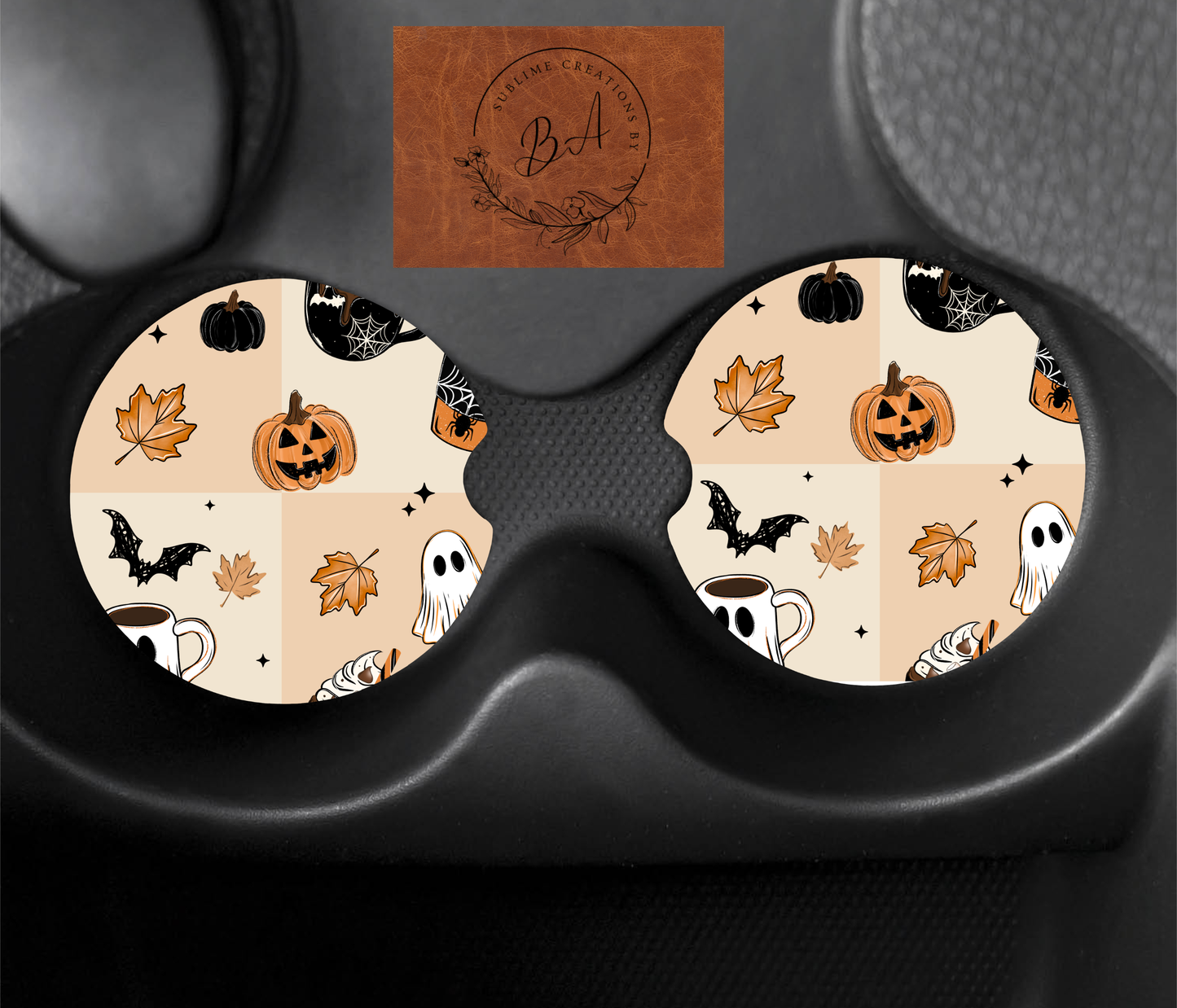 Halloween Coffee Seamless Car Coaster Sets