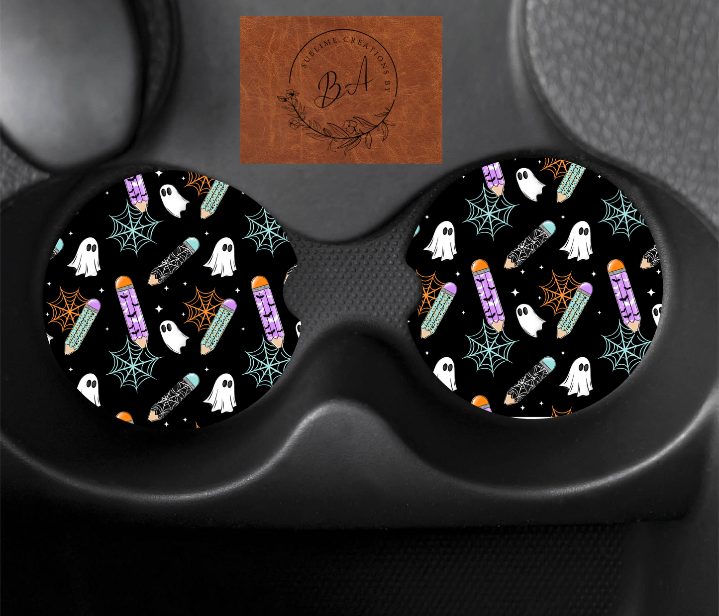 Halloween Pencil Seamless Car Coaster Sets