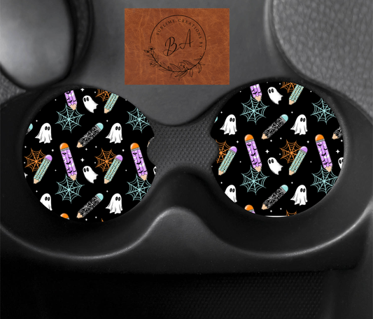 Halloween Pencil Seamless Car Coaster Sets